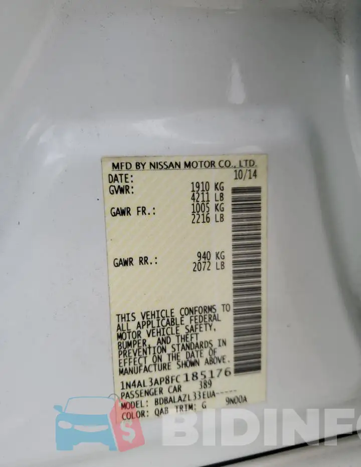 1N4AL3AP8FC185176 Photo# 12