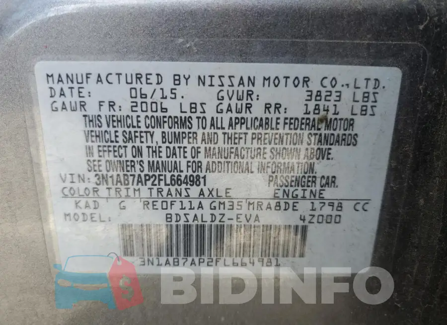 3N1AB7AP2FL664981 Photo# 12