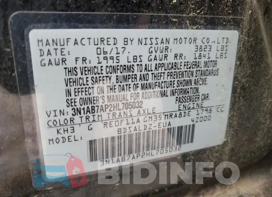 3N1AB7AP2HL705032 Photo# 12