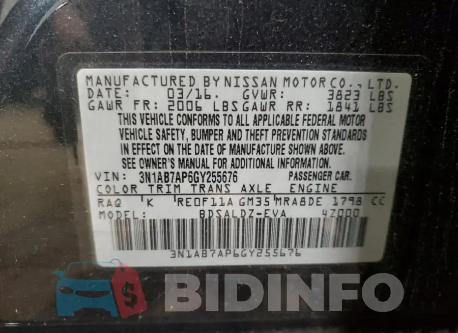 3N1AB7AP6GY255676 Photo# 13