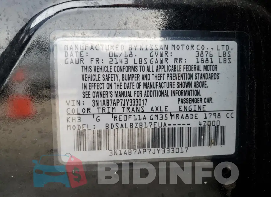 3N1AB7AP7JY333017 Photo# 12