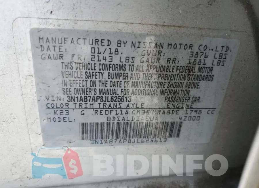 3N1AB7AP8JL625613 Photo# 12