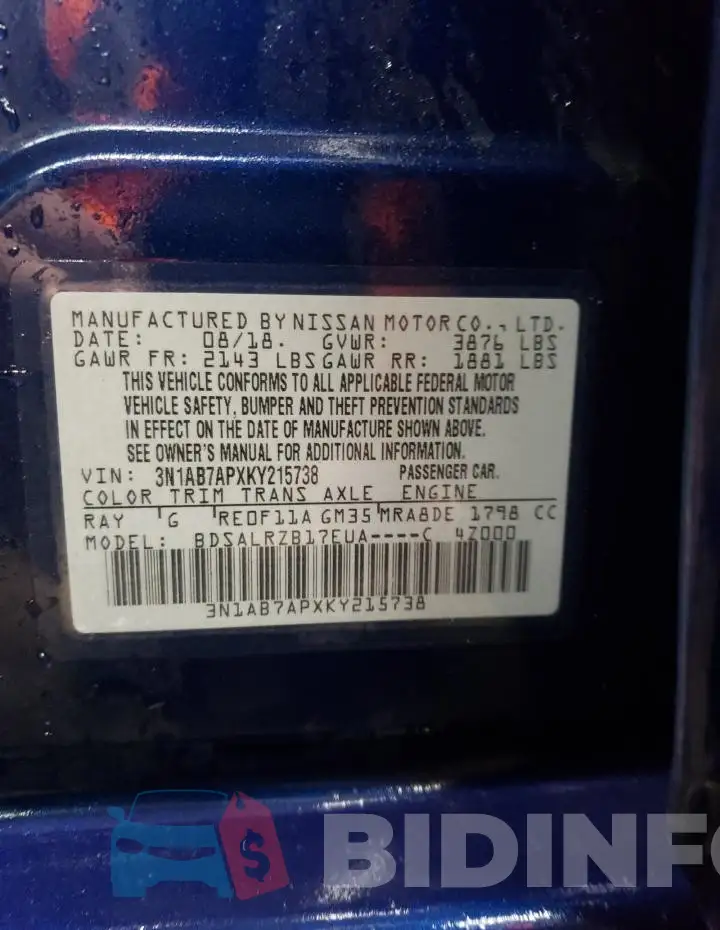 3N1AB7APXKY215738 Photo# 12