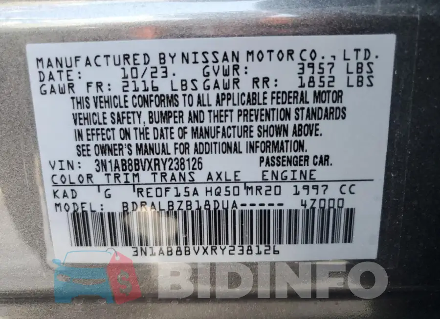 3N1AB8BVXRY238126 Photo# 13