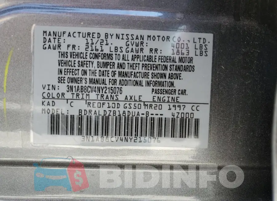 3N1AB8CV4NY215076 Photo# 13