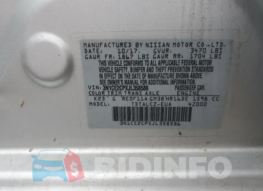 3N1CE2CPXJL358586 Photo# 12
