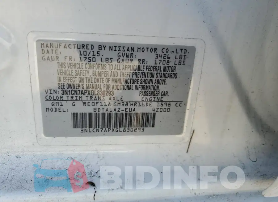 3N1CN7APXGL830293 Photo# 12