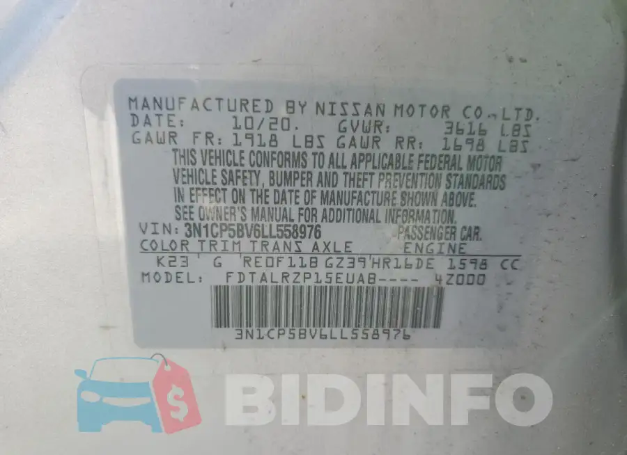 3N1CP5BV6LL558976 Photo# 13