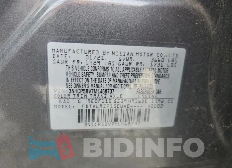 3N1CP5BV7ML468737 Photo# 13