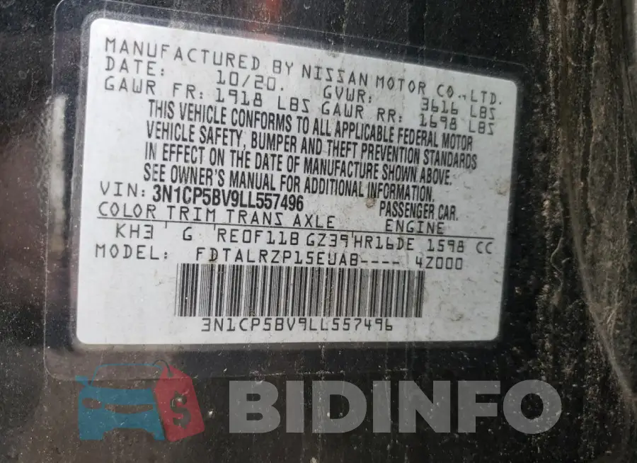 3N1CP5BV9LL557496 Photo# 12