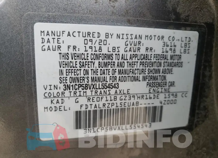 3N1CP5BVXLL554543 Photo# 13