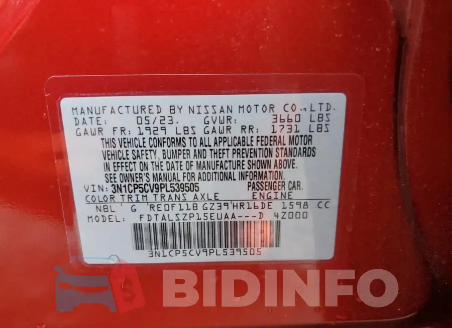 3N1CP5CV9PL539505 Photo# 14