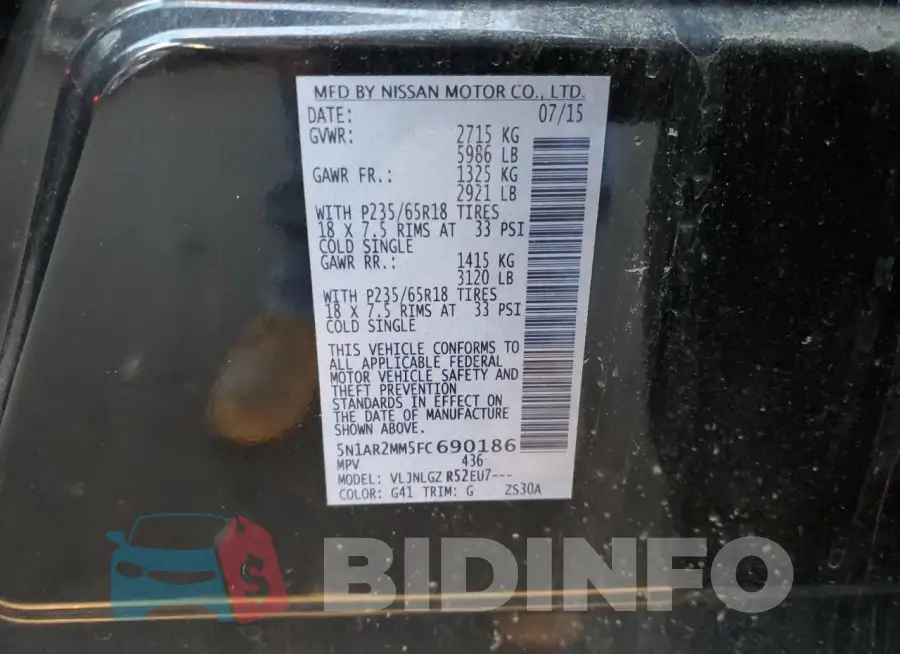 5N1AR2MM5FC690186 Photo# 13
