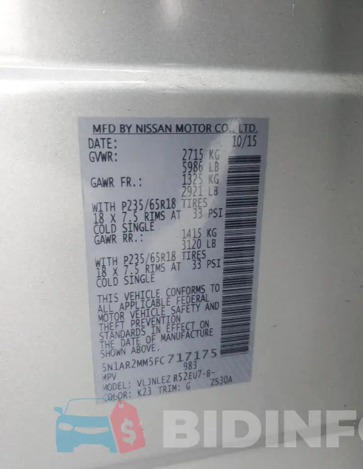 5N1AR2MM5FC717175 Photo# 14