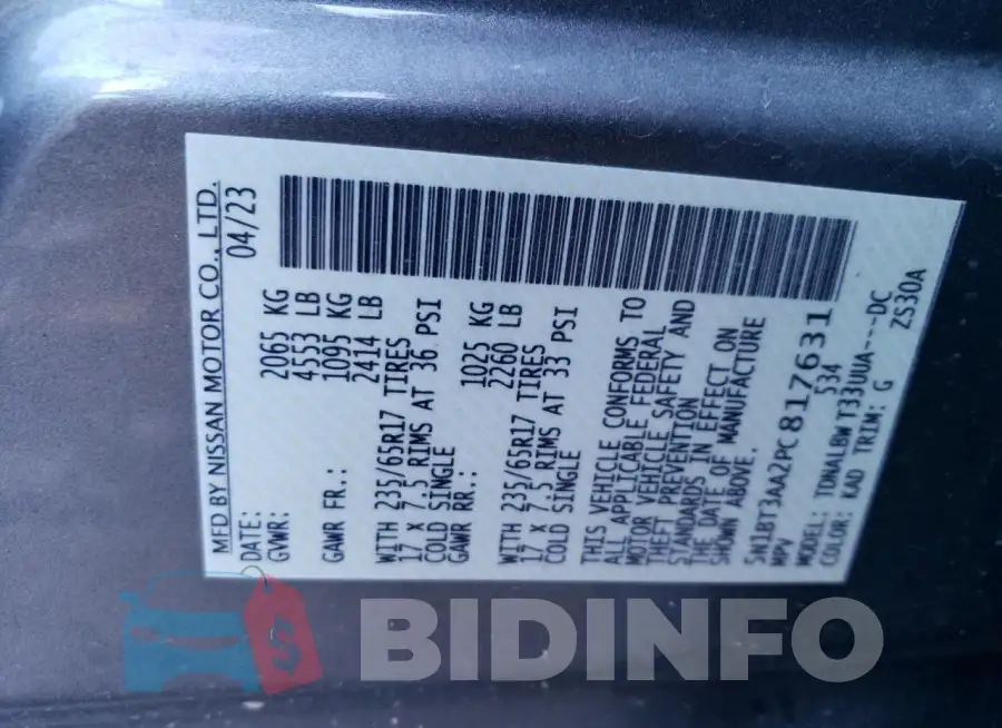 5N1BT3AA2PC817631 Photo# 13