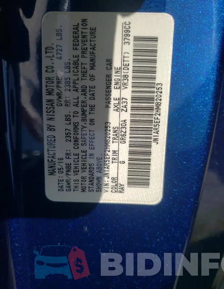 JN1AR5EF2HM820253 Photo# 12
