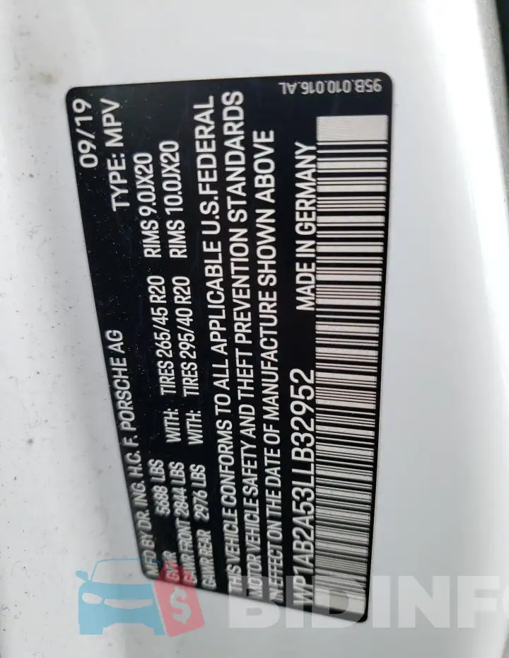 WP1AB2A53LLB32952 Photo# 13