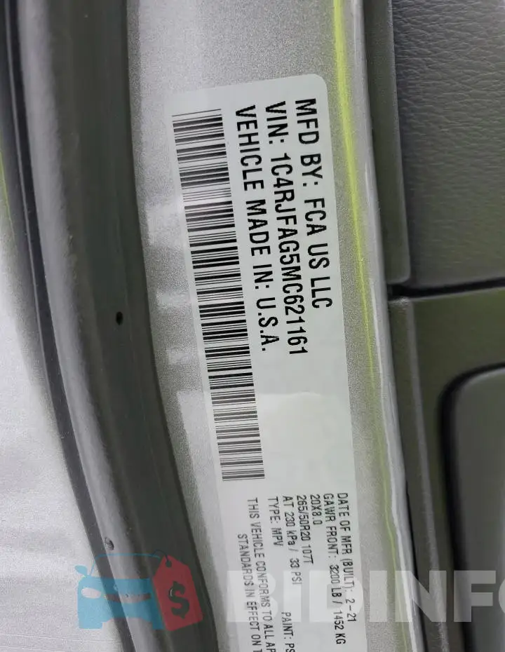 1C4RJFAG5MC621161 Photo# 13