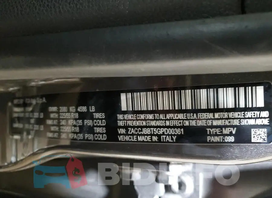 ZACCJBBT5GPD00361 Photo# 14