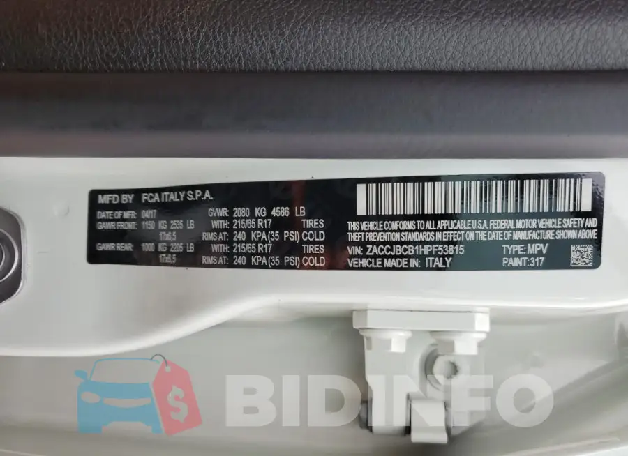 ZACCJBCB1HPF53815 Photo# 12