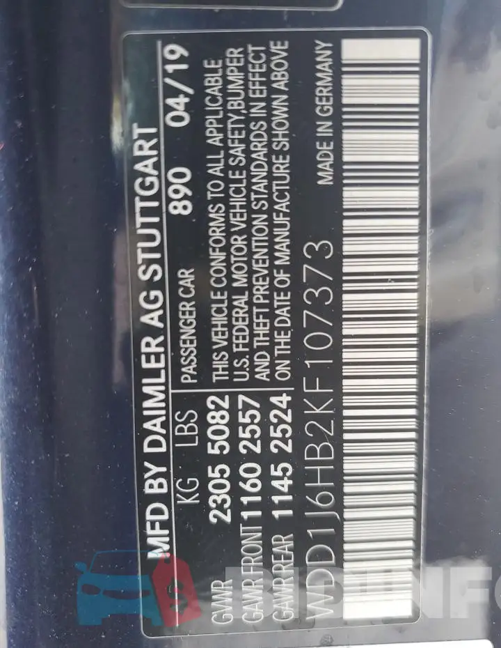 WDD1J6HB2KF107373 Photo# 12