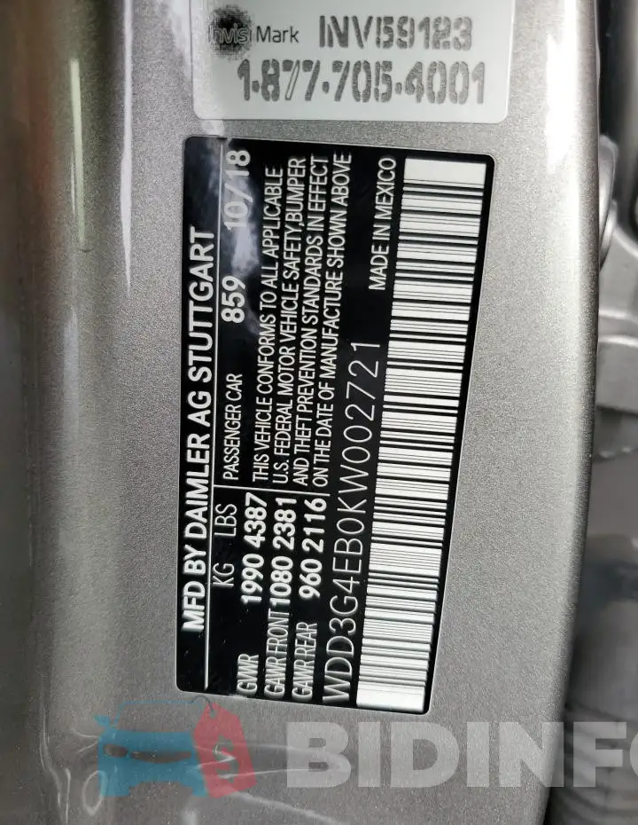WDD3G4EB0KW002721 Photo# 12