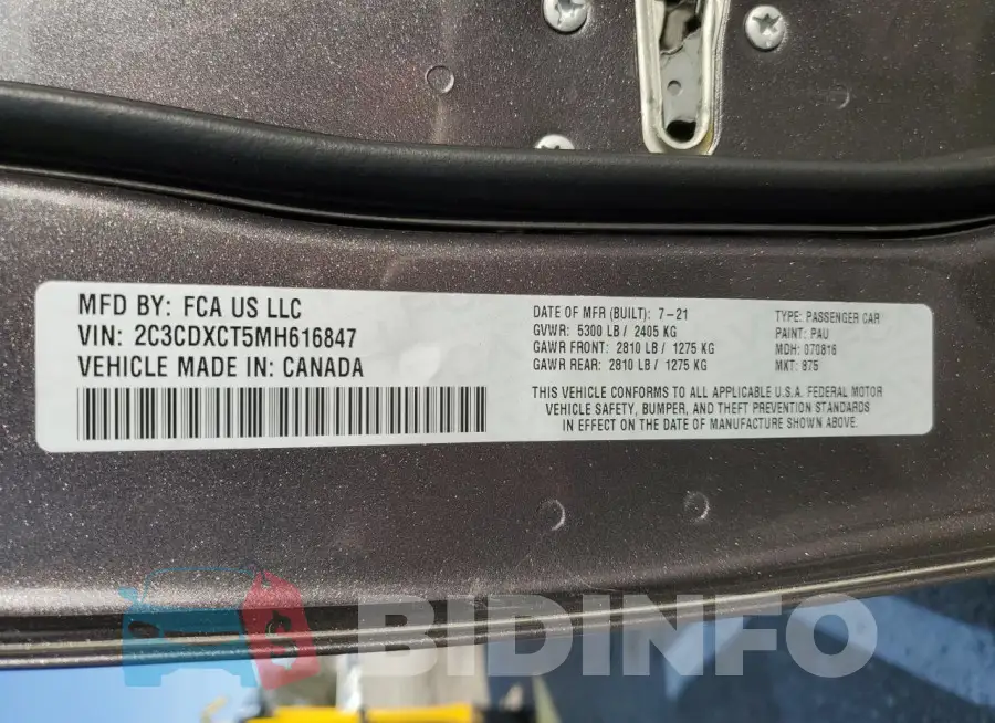 2C3CDXCT5MH616847 Photo# 12
