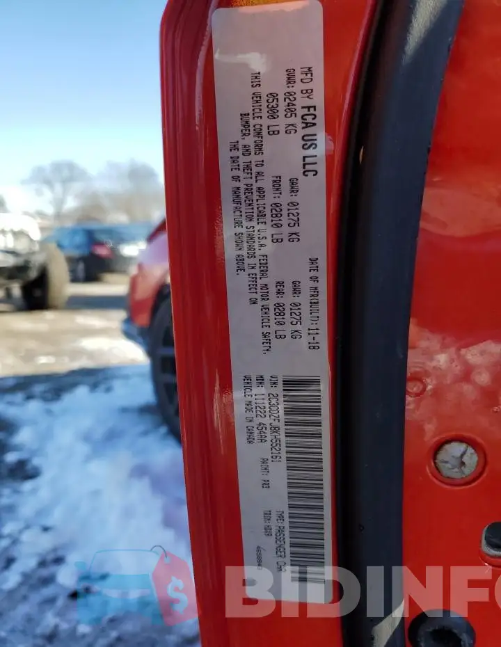 2C3CDZFJ8KH552161 Photo# 13
