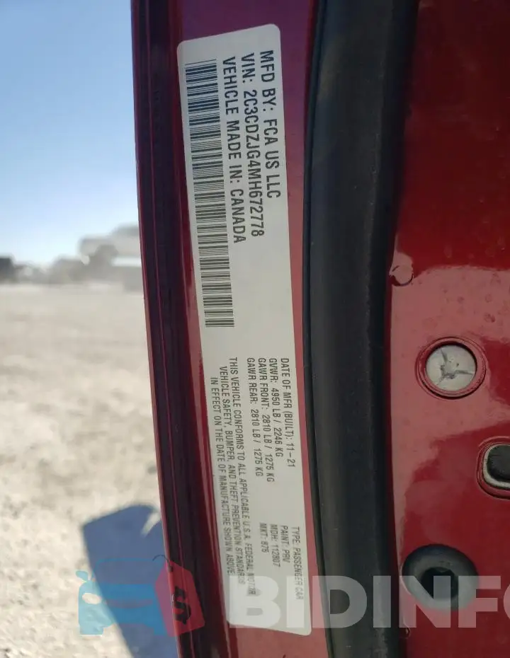 2C3CDZJG4MH672778 Photo# 13