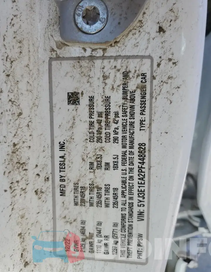 5YJ3E1EA2PF448628 Photo# 12