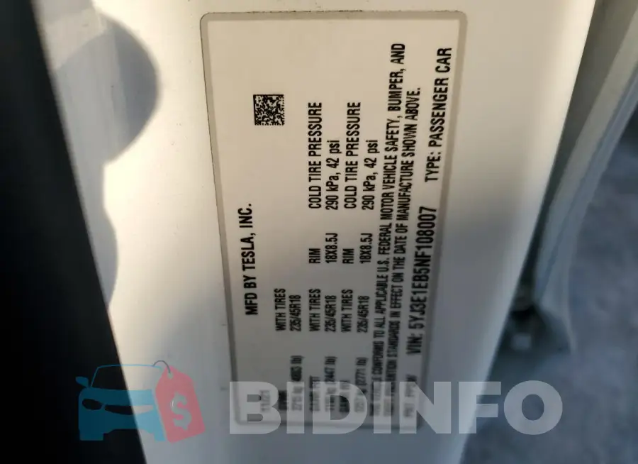 5YJ3E1EB5NF108007 Photo# 12