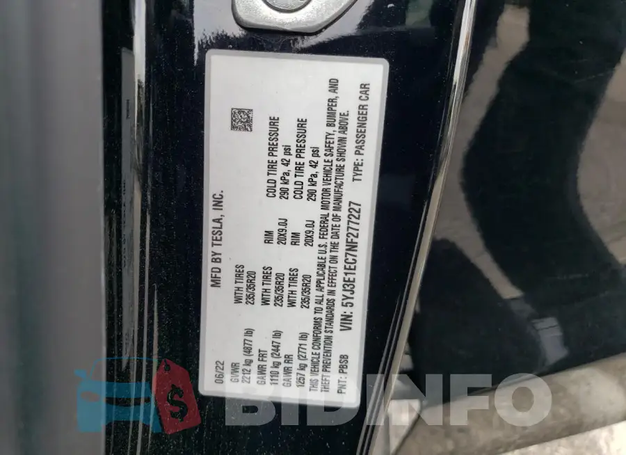 5YJ3E1EC7NF277227 Photo# 13