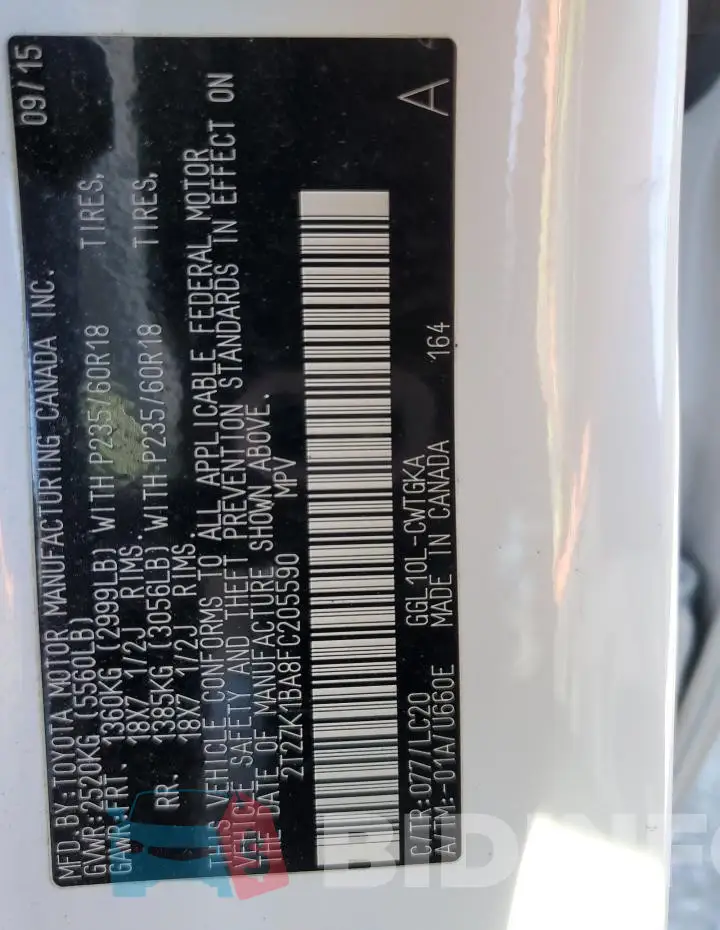 2T2ZK1BA8FC205590 Photo# 13