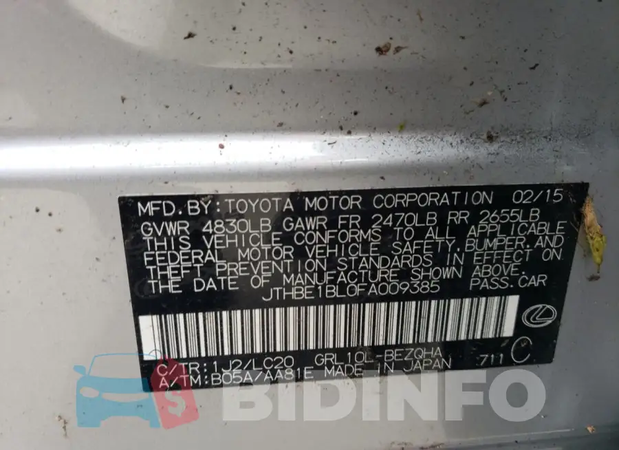 JTHBE1BL0FA009385 Photo# 12