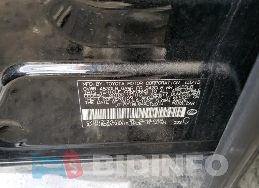 JTHBE1BL9FA012074 Photo# 12