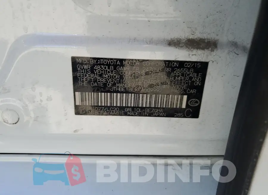 JTHBE1BLXFA009992 Photo# 12