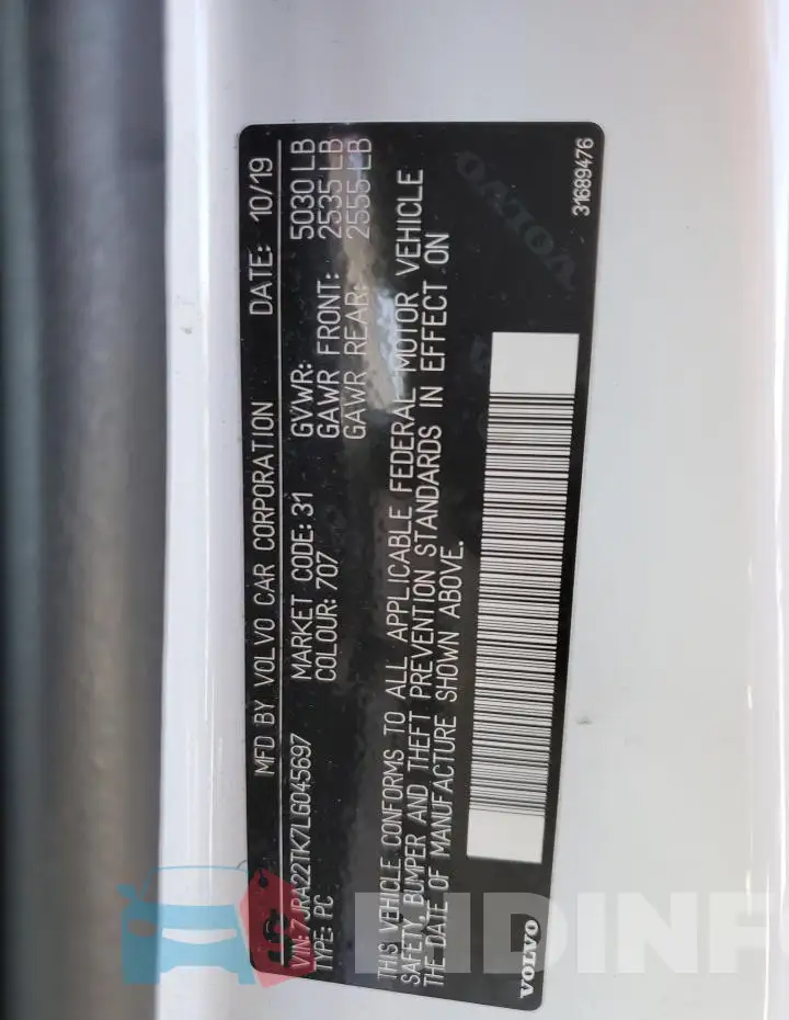 7JRA22TK7LG045697 Photo# 12