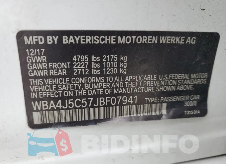 WBA4J5C57JBF07941 Photo# 12