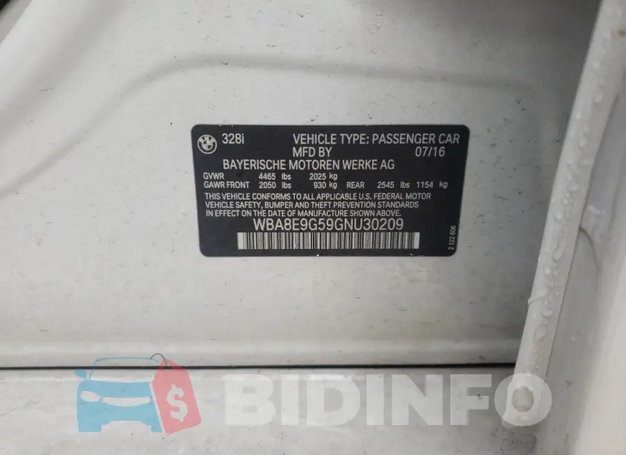WBA8E9G59GNU30209 Photo# 12