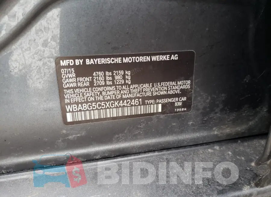 WBA8G5C5XGK442461 Photo# 12