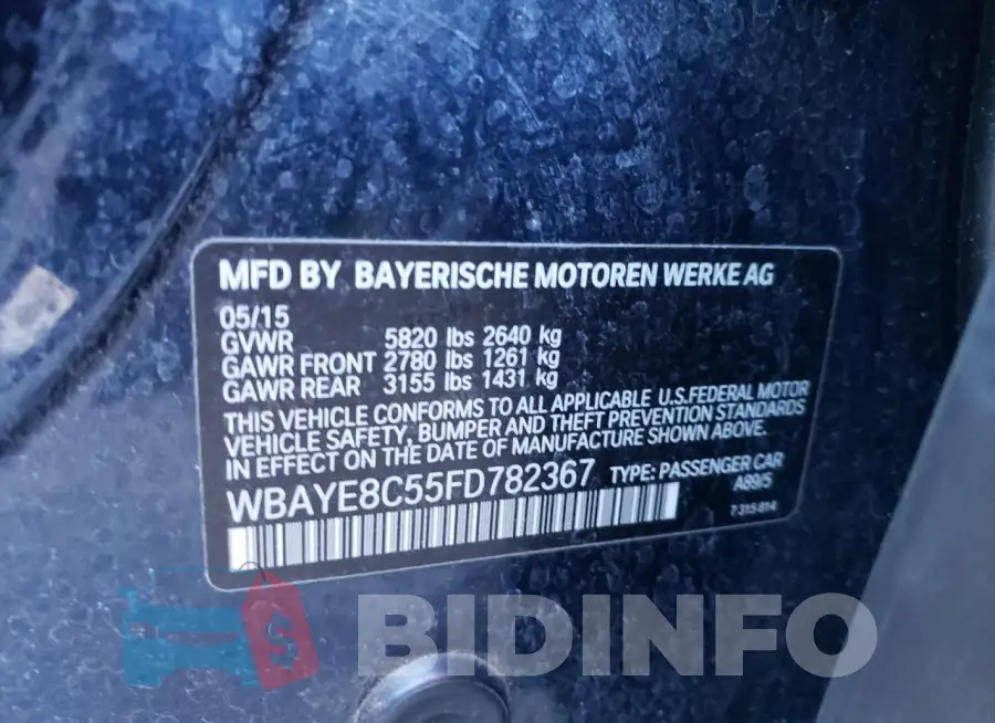 WBAYE8C55FD782367 Photo# 12