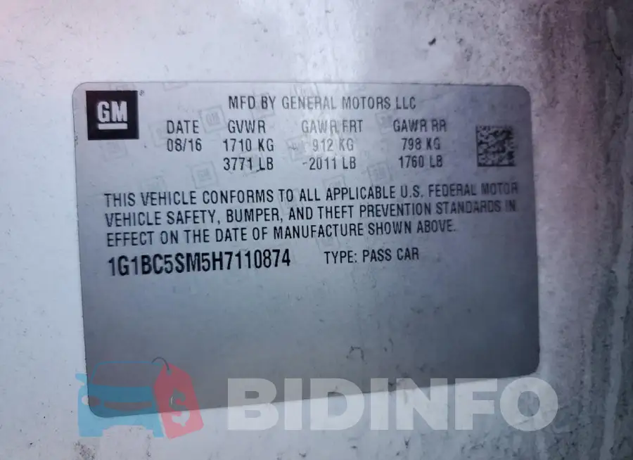 1G1BC5SM5H7110874 Photo# 12