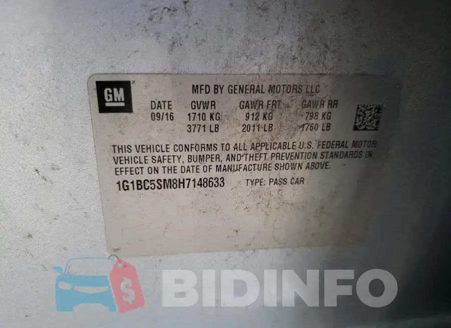 1G1BC5SM8H7148633 Photo# 12