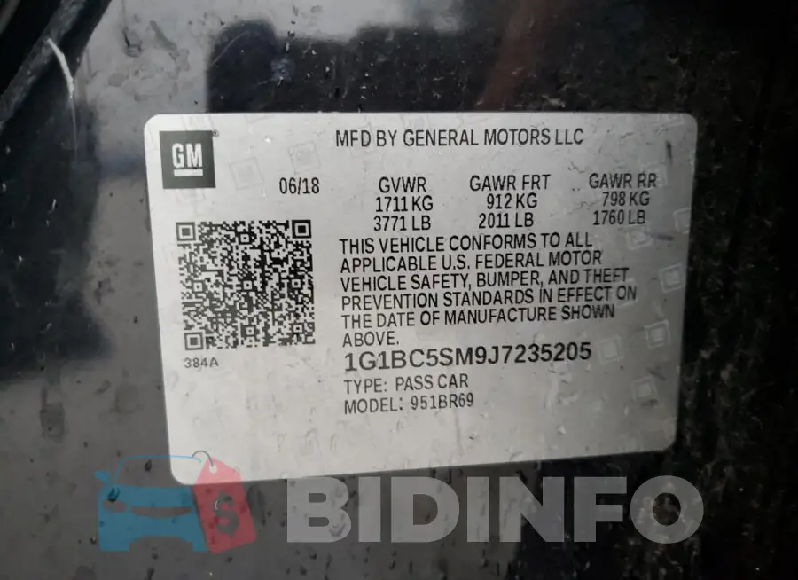 1G1BC5SM9J7235205 Photo# 12