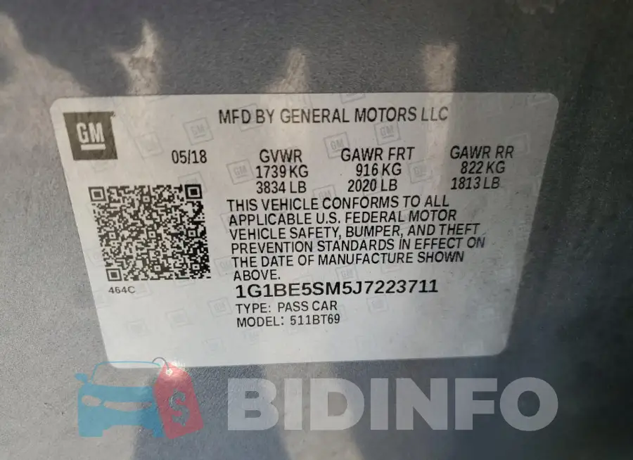 1G1BE5SM5J7223711 Photo# 12
