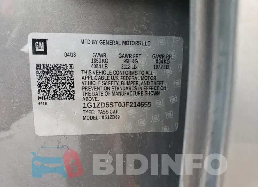 1G1ZD5ST0JF214655 Photo# 12