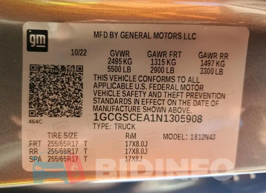 1GCGSCEA1N1305908 Photo# 12