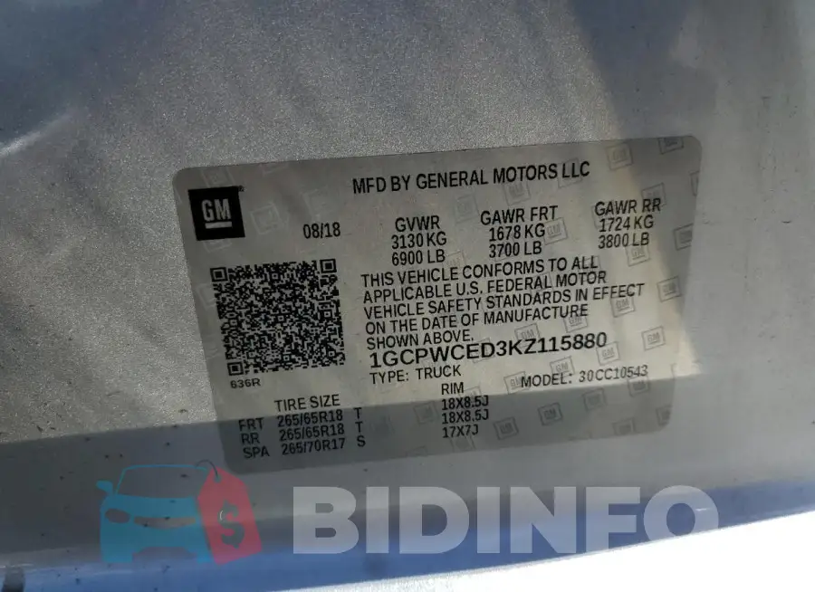1GCPWCED3KZ115880 Photo# 12