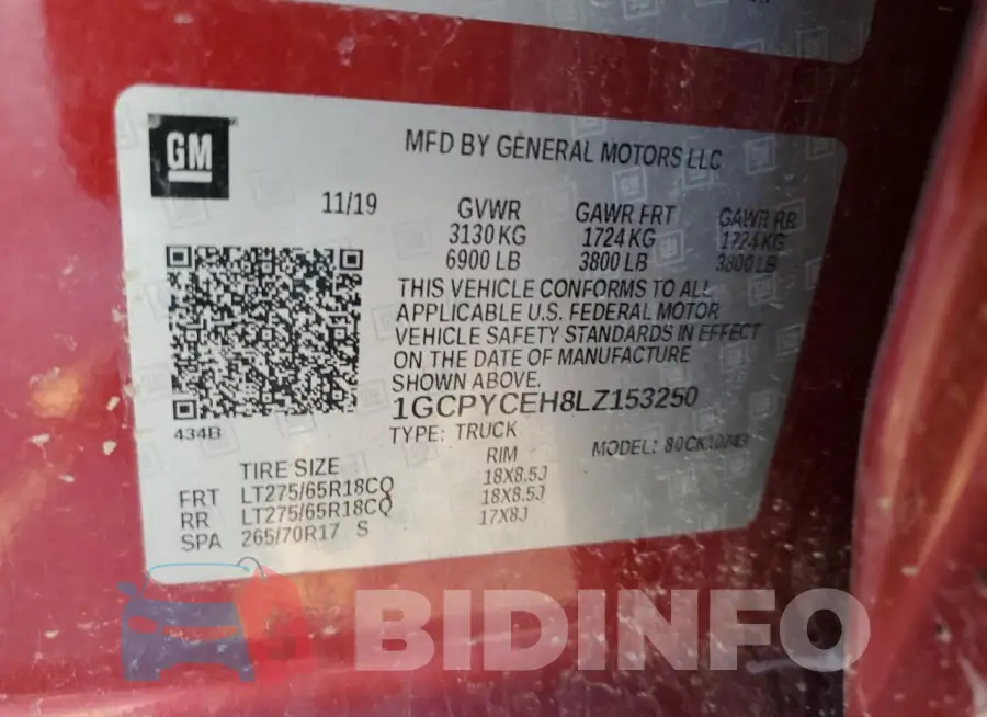 1GCPYCEH8LZ153250 Photo# 12