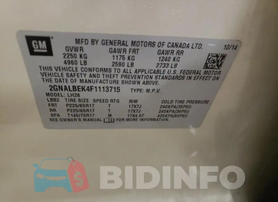 2GNALBEK4F1113715 Photo# 12